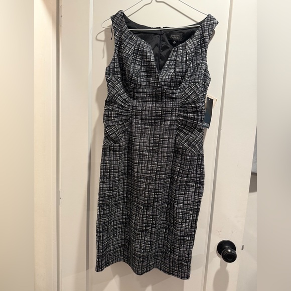 adrianna papell black white dress Adele Sheath Dress in Black main image 0